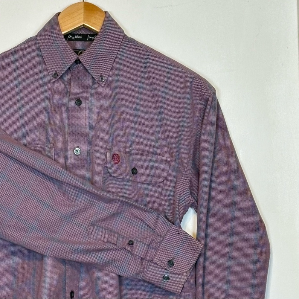 Wrangler George Strait Collection Men's Burgundy Plaid Western Shirt Size S